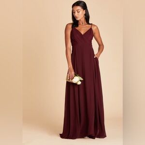 Birdy Grey Kaia Dress Chiffon Cabernet Sz XL side pocket spaghetti strap maxi